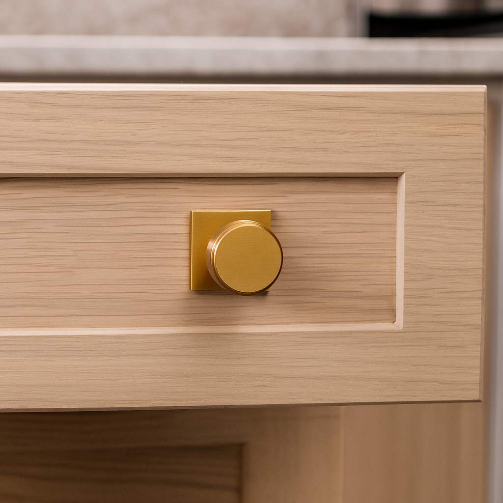 Camden Mid-Century Brass Cabinet Knob with Backplate