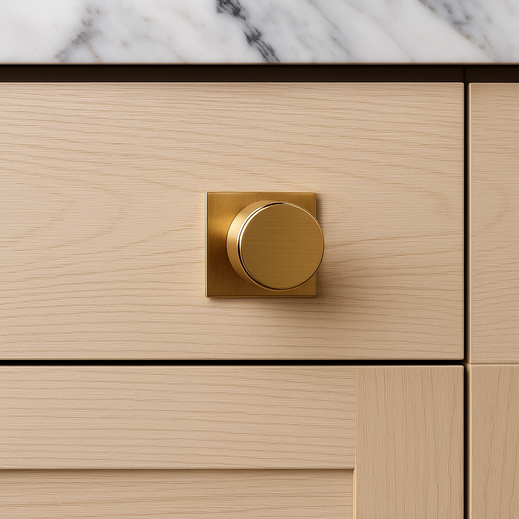 Camden Mid-Century Brass Cabinet Knob with Backplate