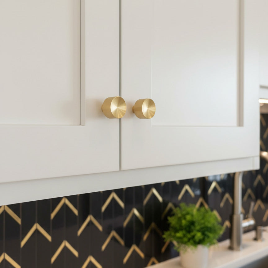 Solid Brass Concave Mid Century Modern Cabinet Knob