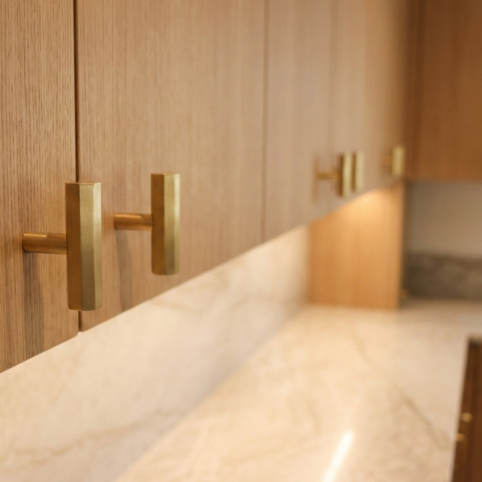 Hex Brass T Knob for Cabinet Doors and Drawers