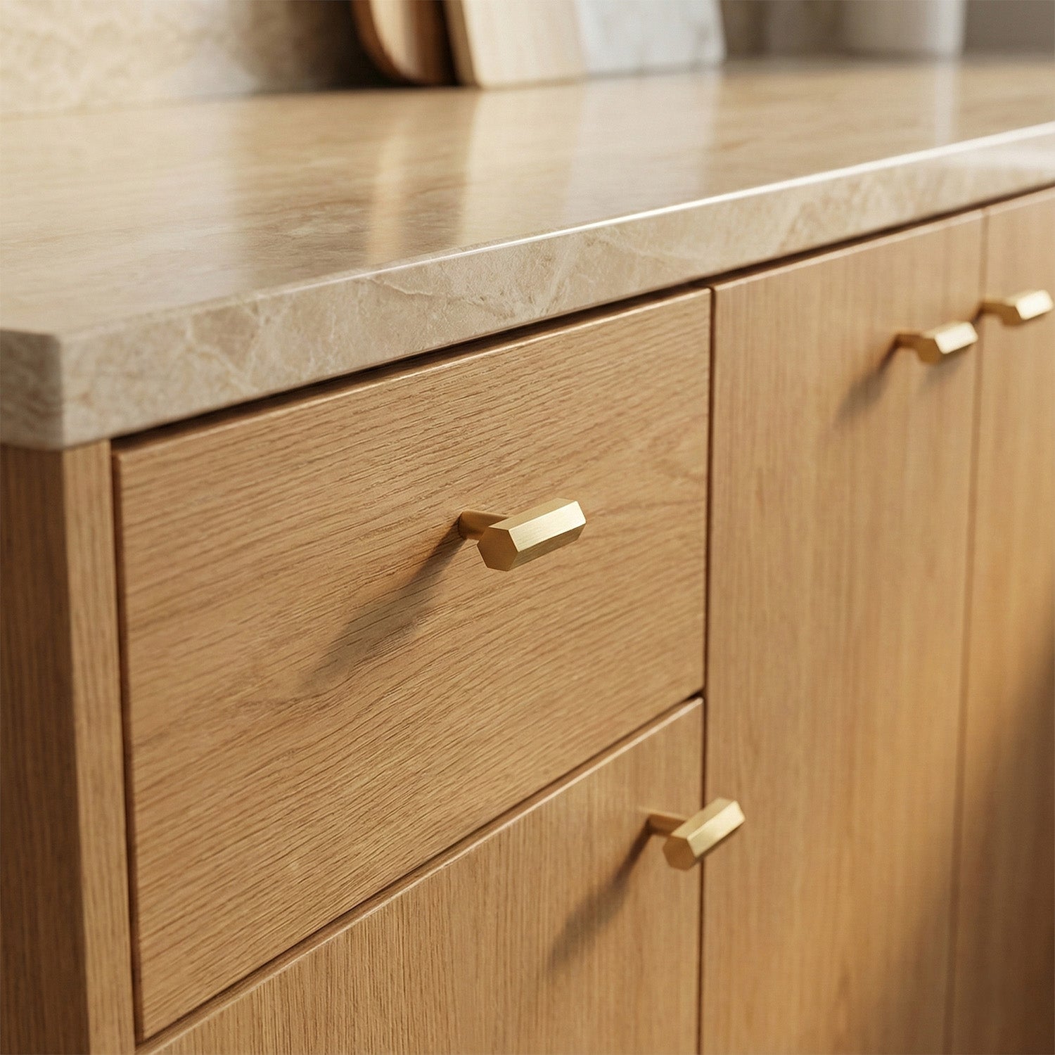 Hex Brass T Knob for Cabinet Doors and Drawers