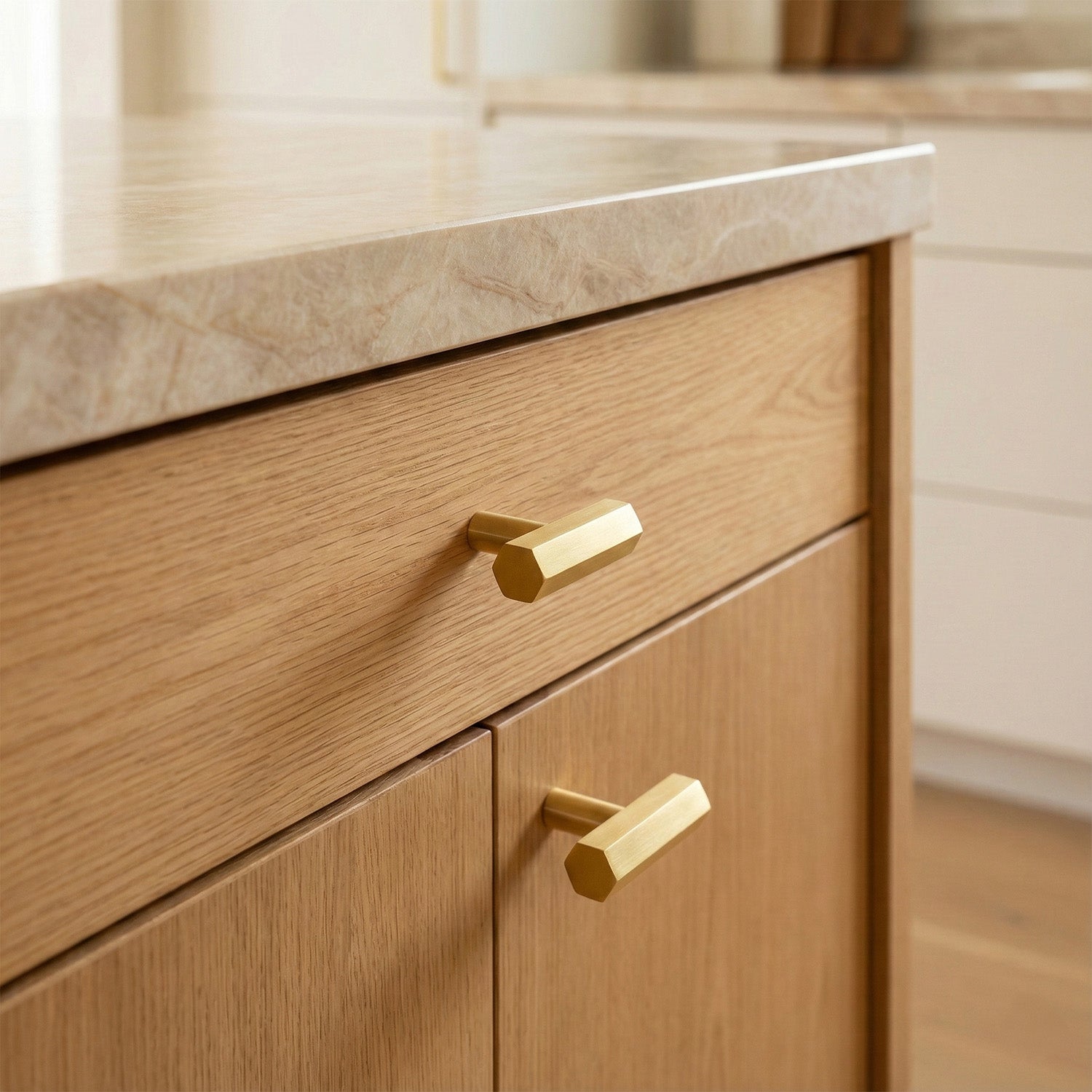 Hex Brass T Knob for Cabinet Doors and Drawers