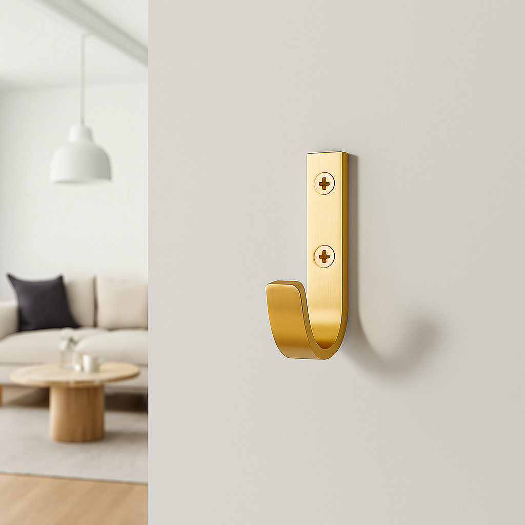 J Solid Brass Wall Towel Hook - Modern