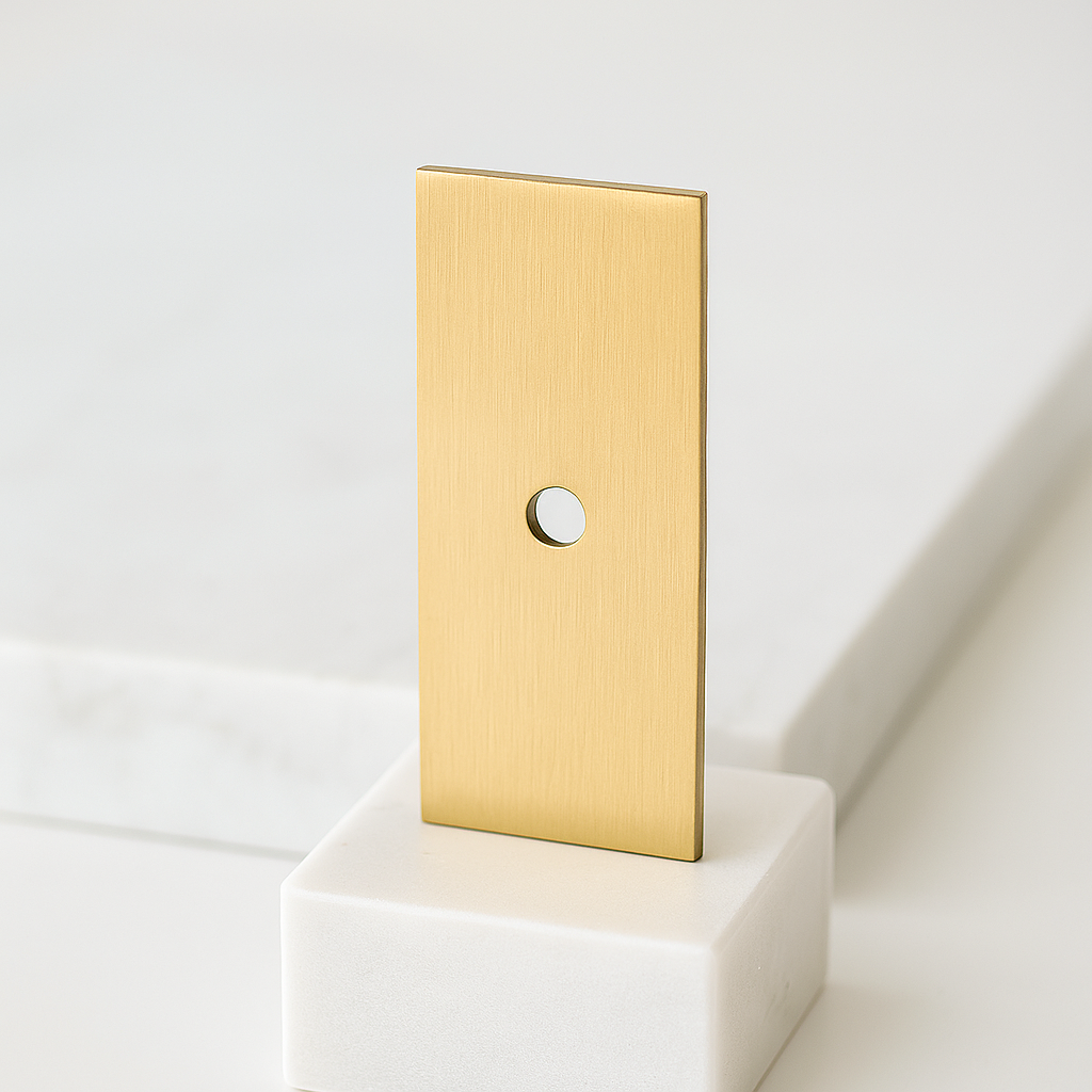 2.25" x 1" Brass Knob Backplate - Modern Rectangle