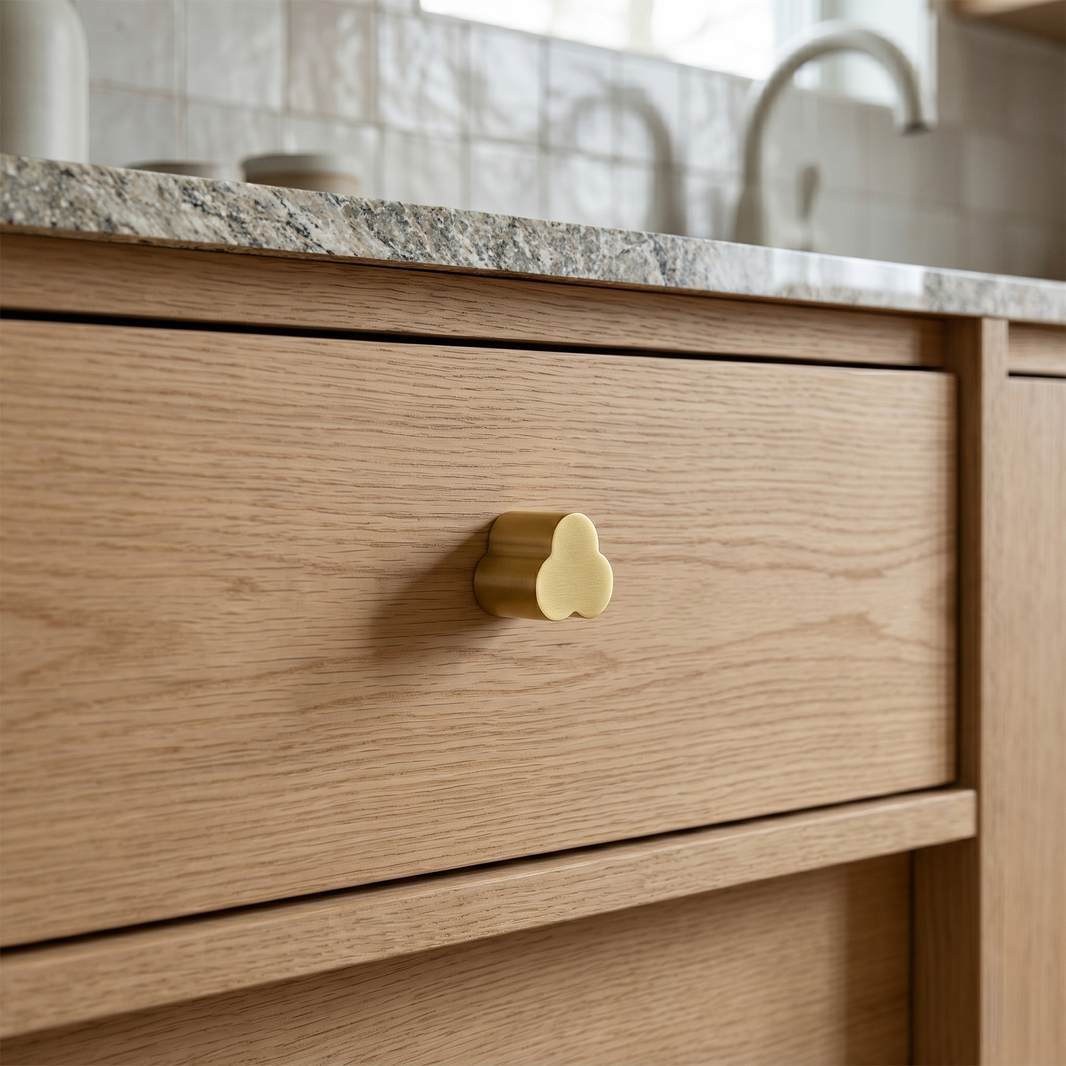 Triple Clover Modern Brass Cabinet Knob