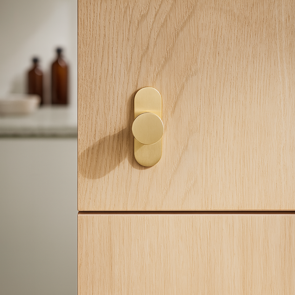 Regal Mid-Century Modern Solid Brass Cabinet Hardware Knob with Backplate