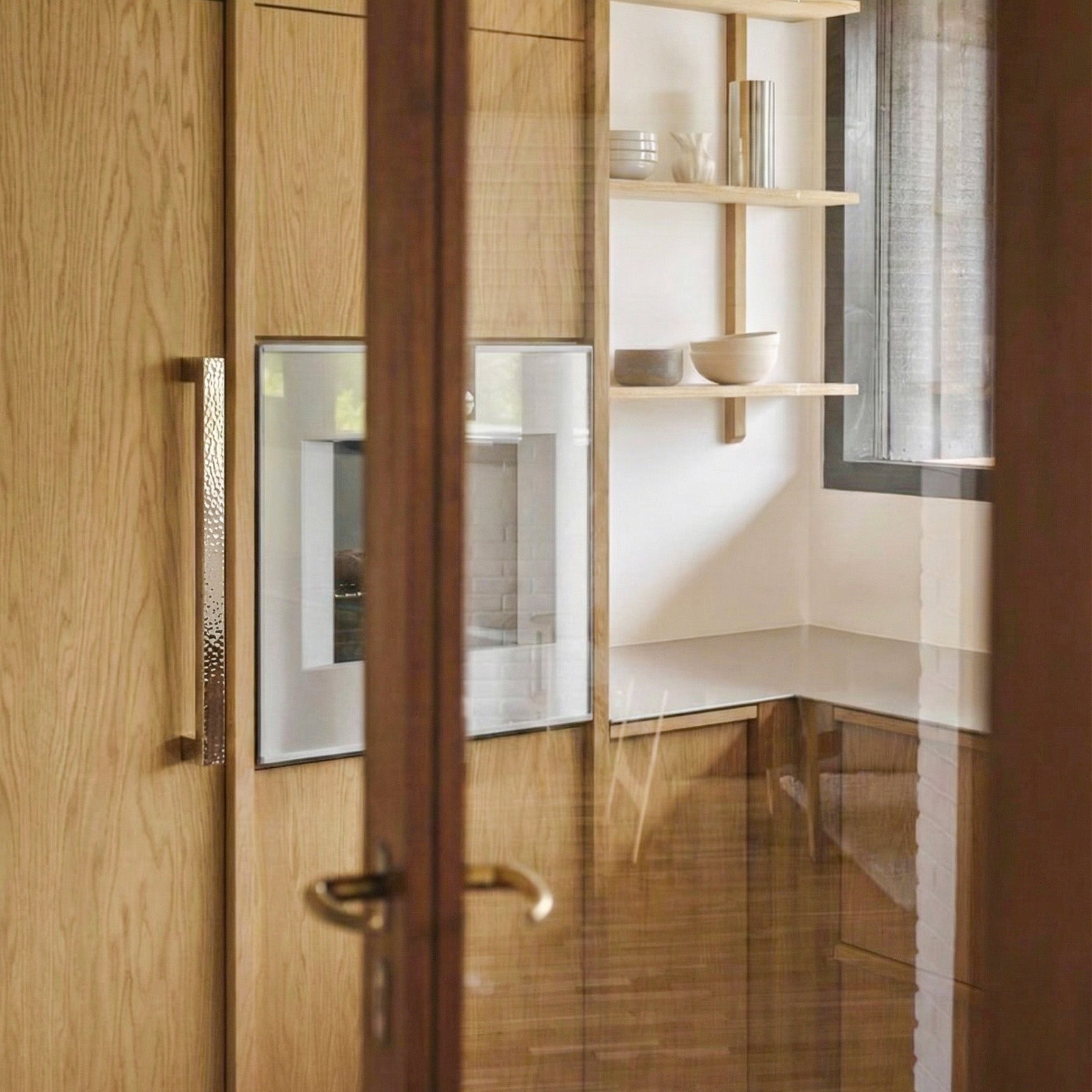 The Belvedere Appliance Pull in Hammered Polished Nickel