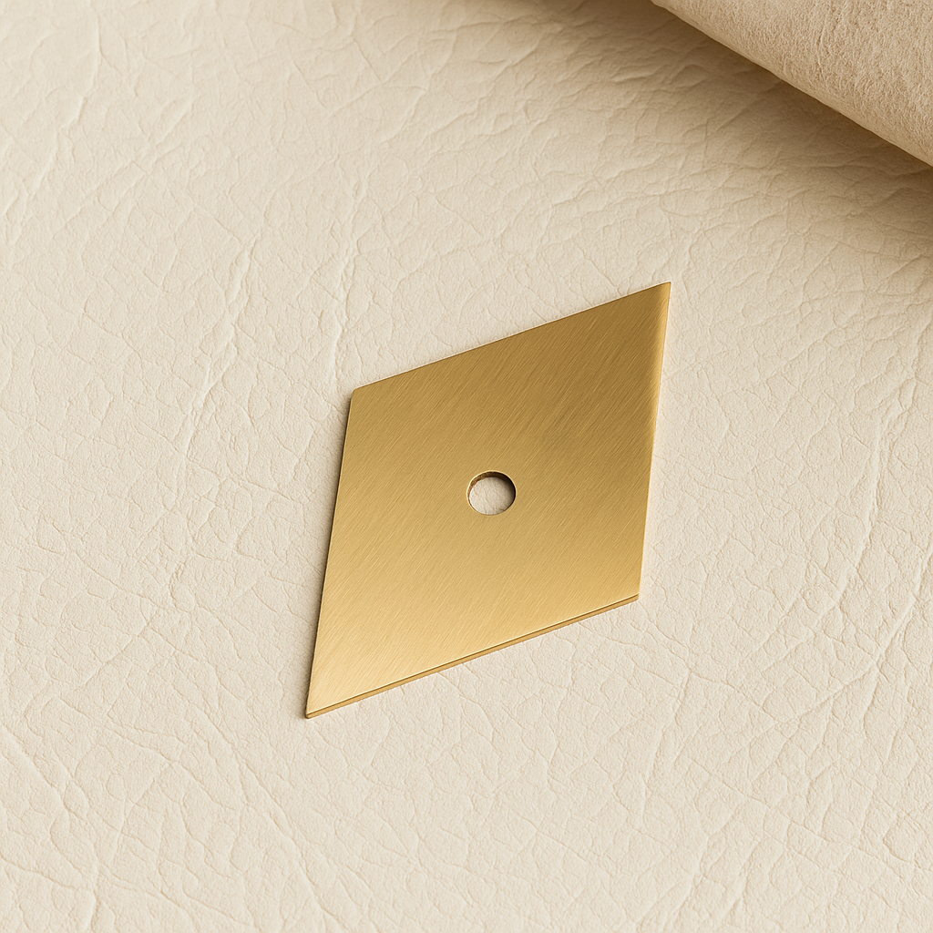 Diamond Brass Knob Backplate 2.75" x 2" Modern