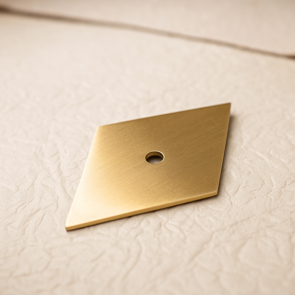 Diamond Brass Knob Backplate 2.75" x 2" Modern