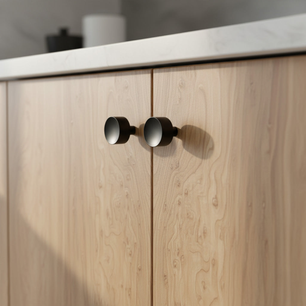 Solid Brass Concave Mid Century Modern Cabinet Knob