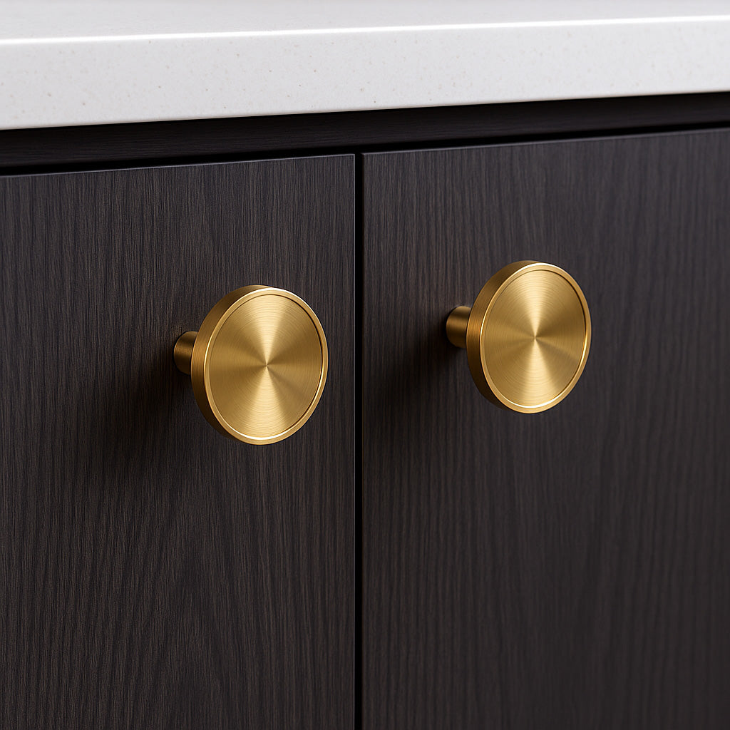 Florence Modern Solid Brass Round Kitchen Cabinet Hardware Knob