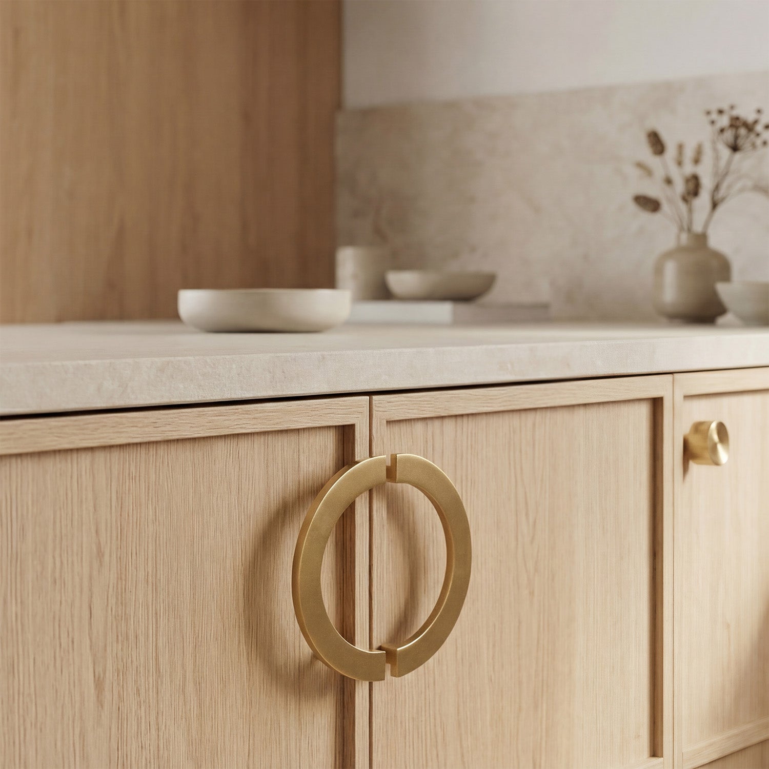 Semicircle Brass Mid Century Modern Cabinet Pull (2 Pulls)