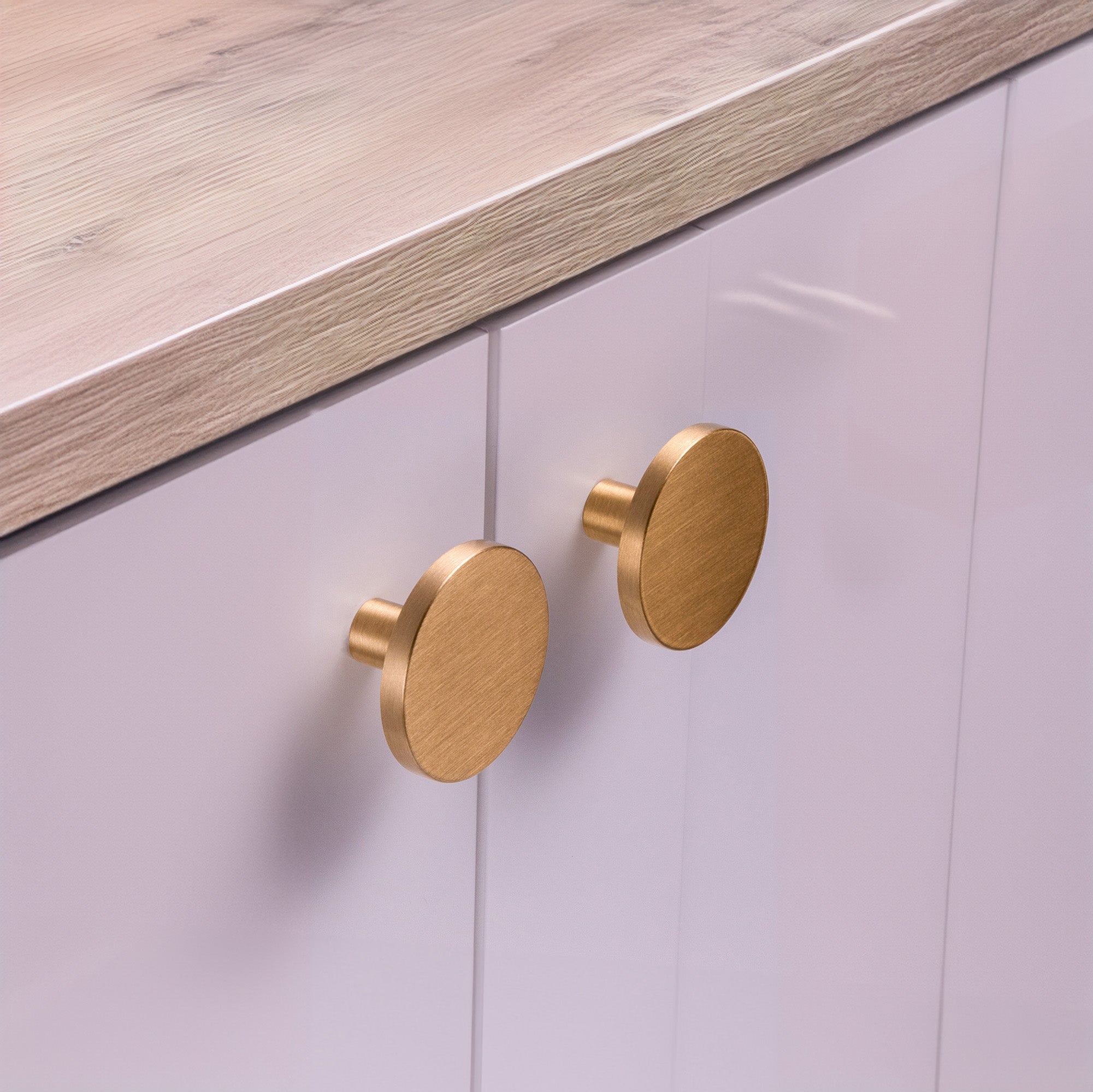 Hampton Brass Round Modern Cabinet & Drawer Knob 1.4 in