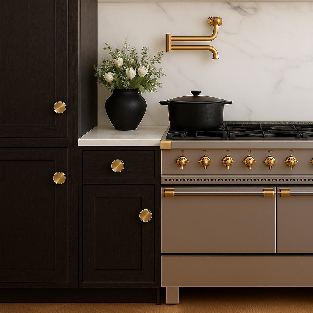 Florence Modern Solid Brass Round Kitchen Cabinet Hardware Knob