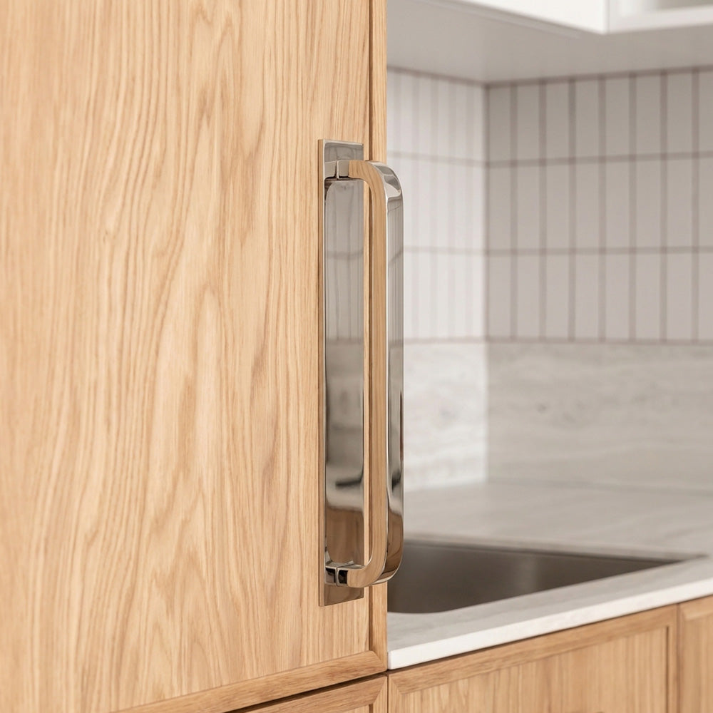 Oxford Polished Nickel Panel Appliance Pull with Backplate - Slim
