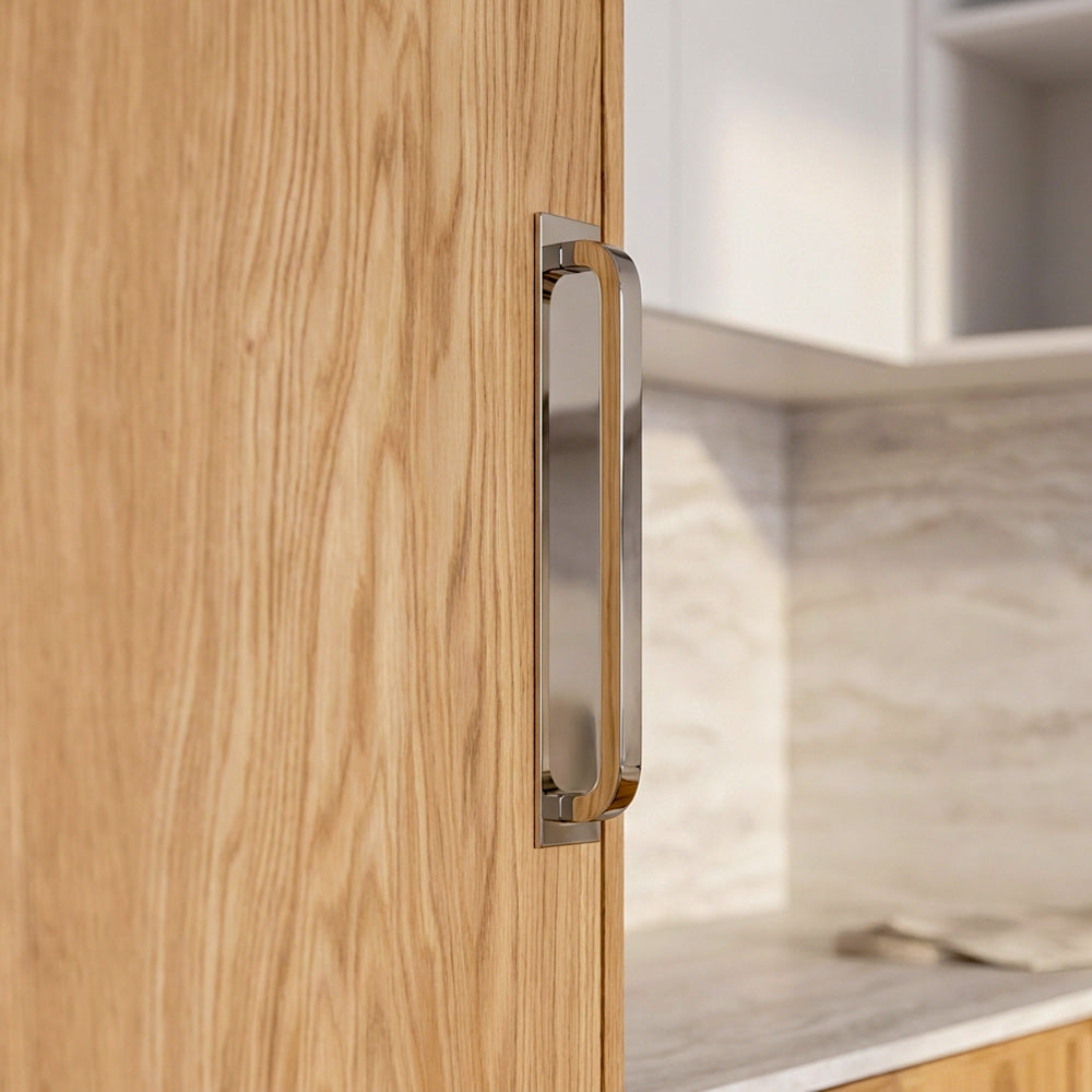 Oxford Polished Nickel Panel Appliance Pull with Backplate - Slim