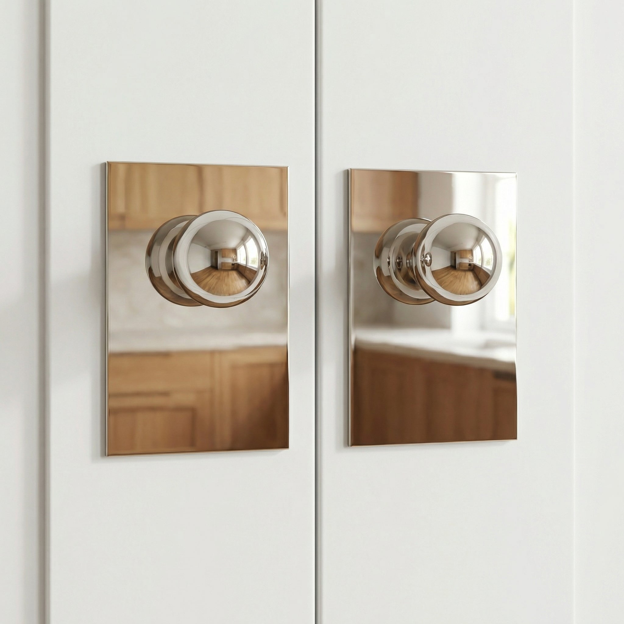 Estate Polished Nickel Brass Cabinet Ball With Backplate (2 Sets)