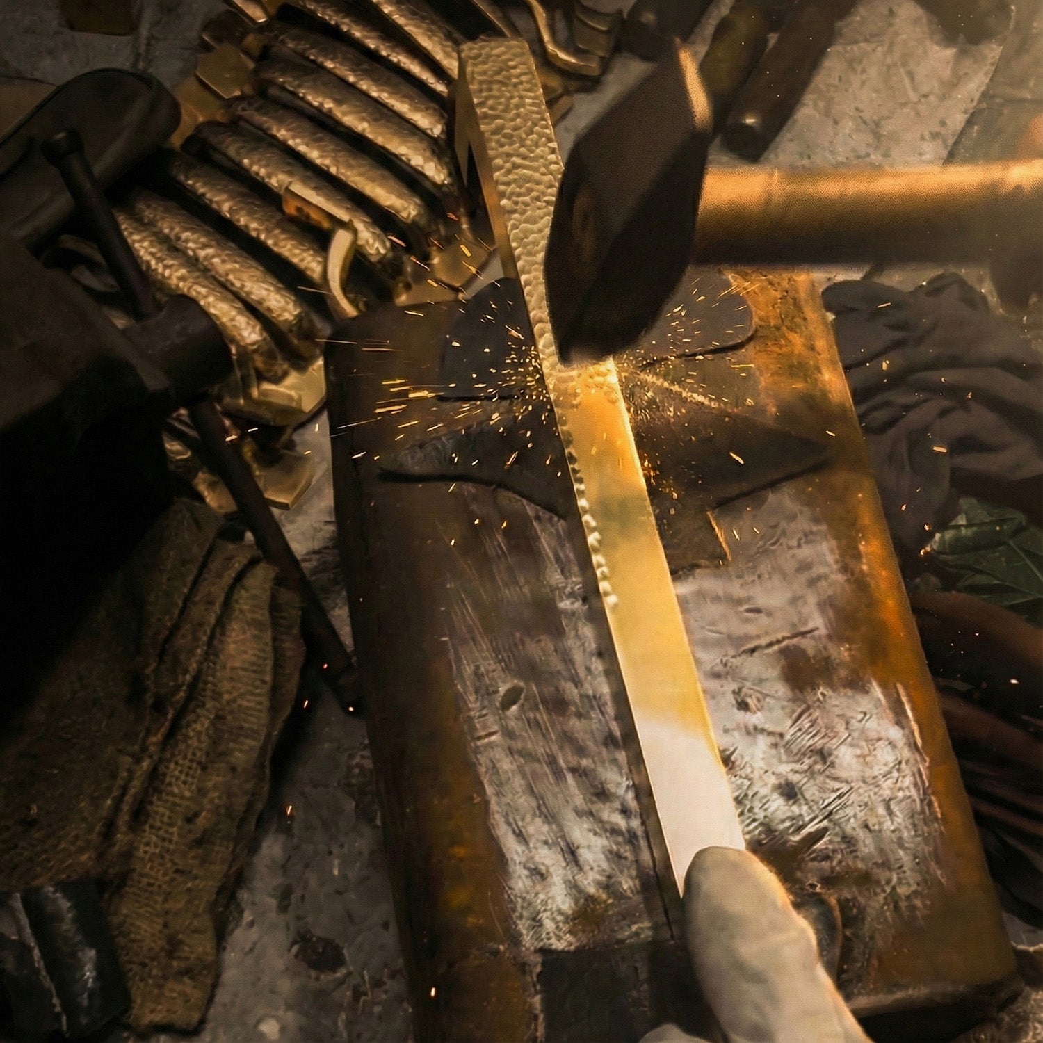 The Belvedere Appliance Pull in Hammered Polished Nickel