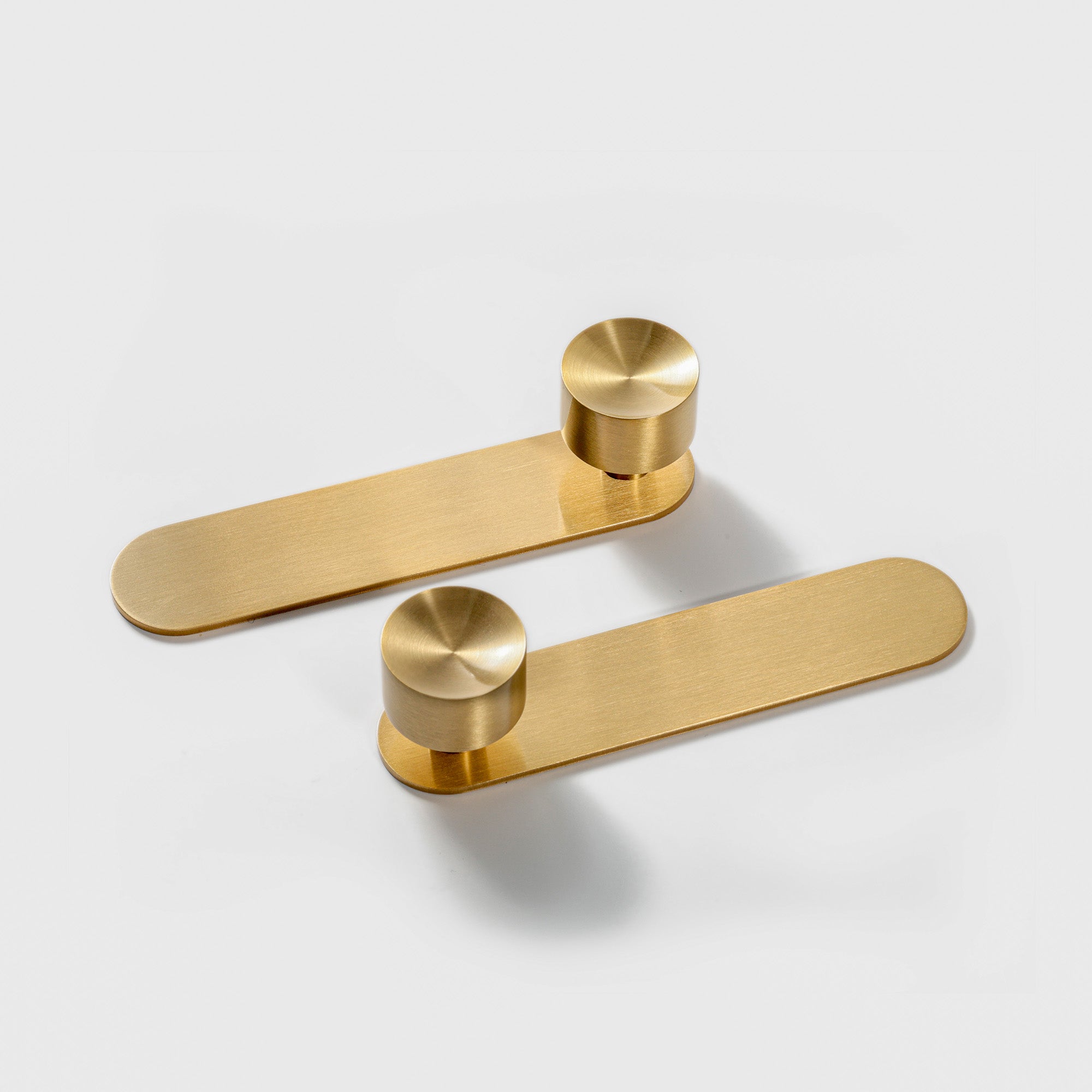 Mid-Century Brass Concave Knob with Large Backplate