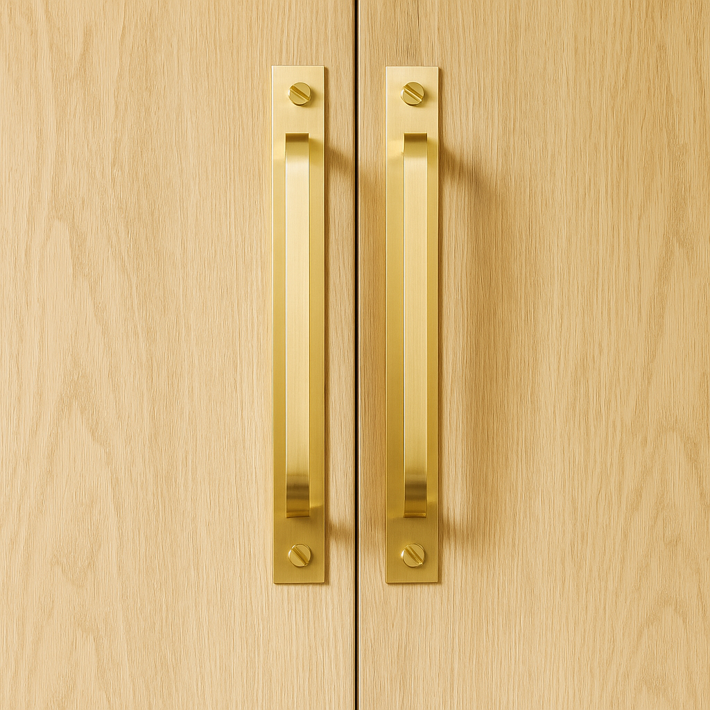 Mid Century Modern Brass Bar Pull with Backplate