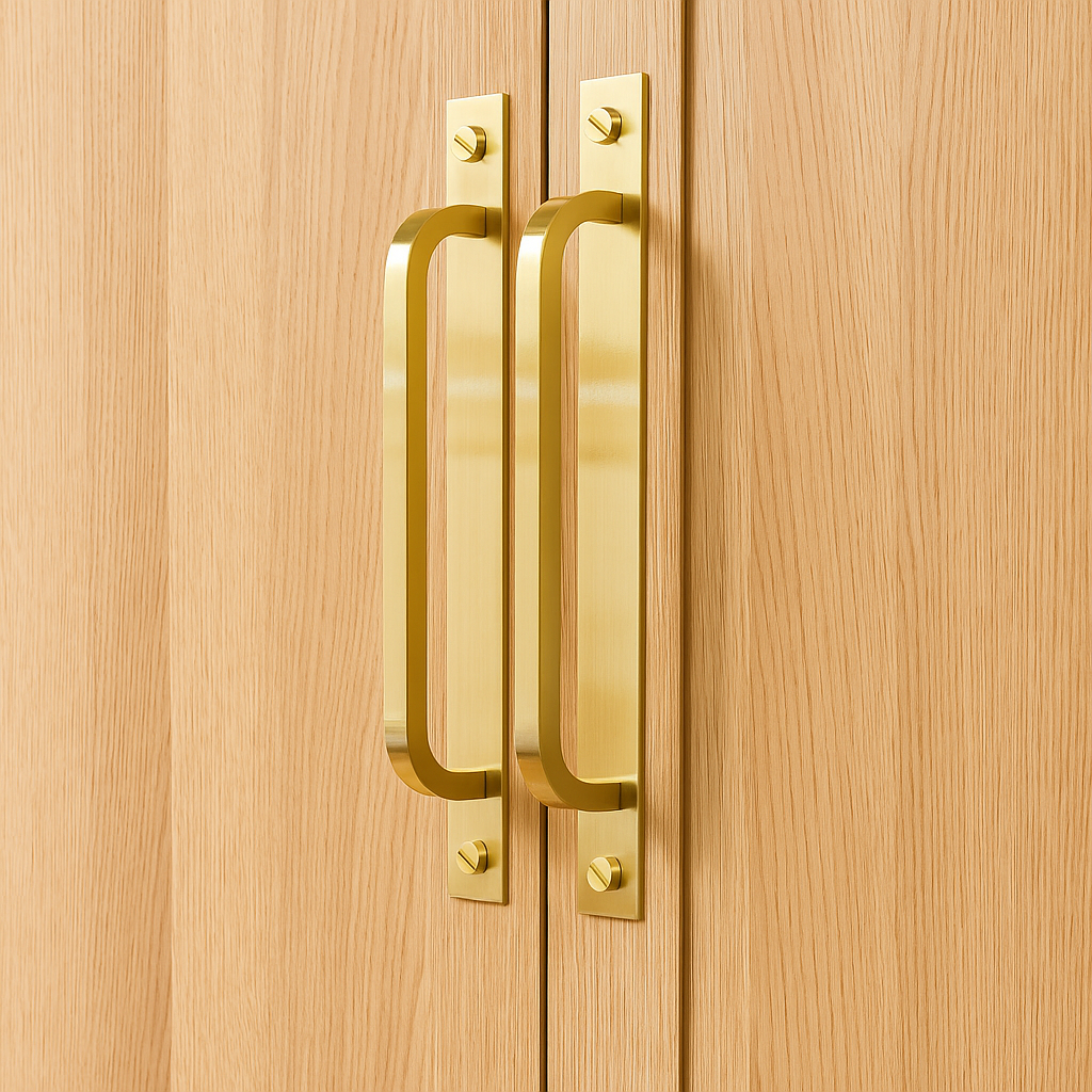 Mid Century Modern Brass Bar Pull with Backplate