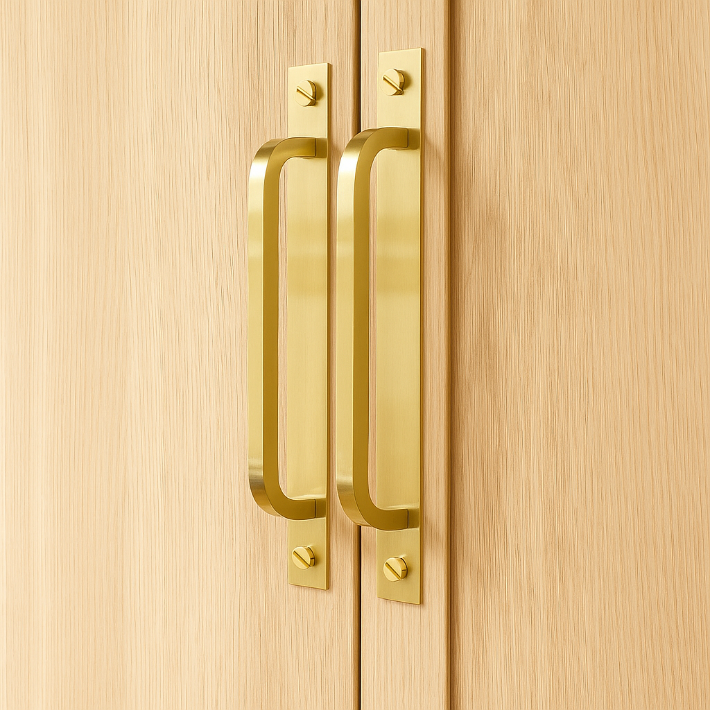 Mid Century Modern Brass Bar Pull with Backplate