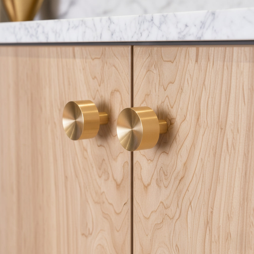 Solid Brass Concave Mid Century Modern Cabinet Knob