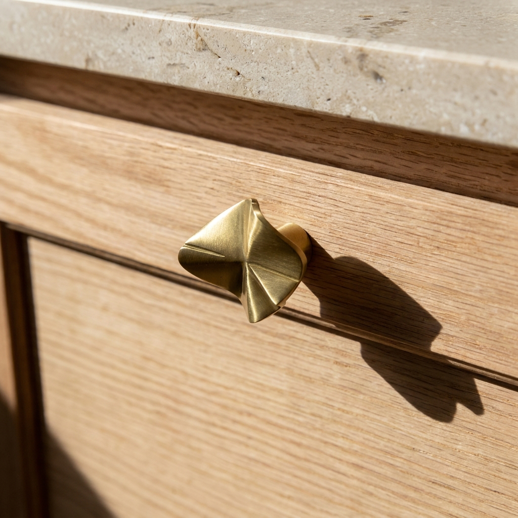 Wave Organic Brass Cabinet Knob
