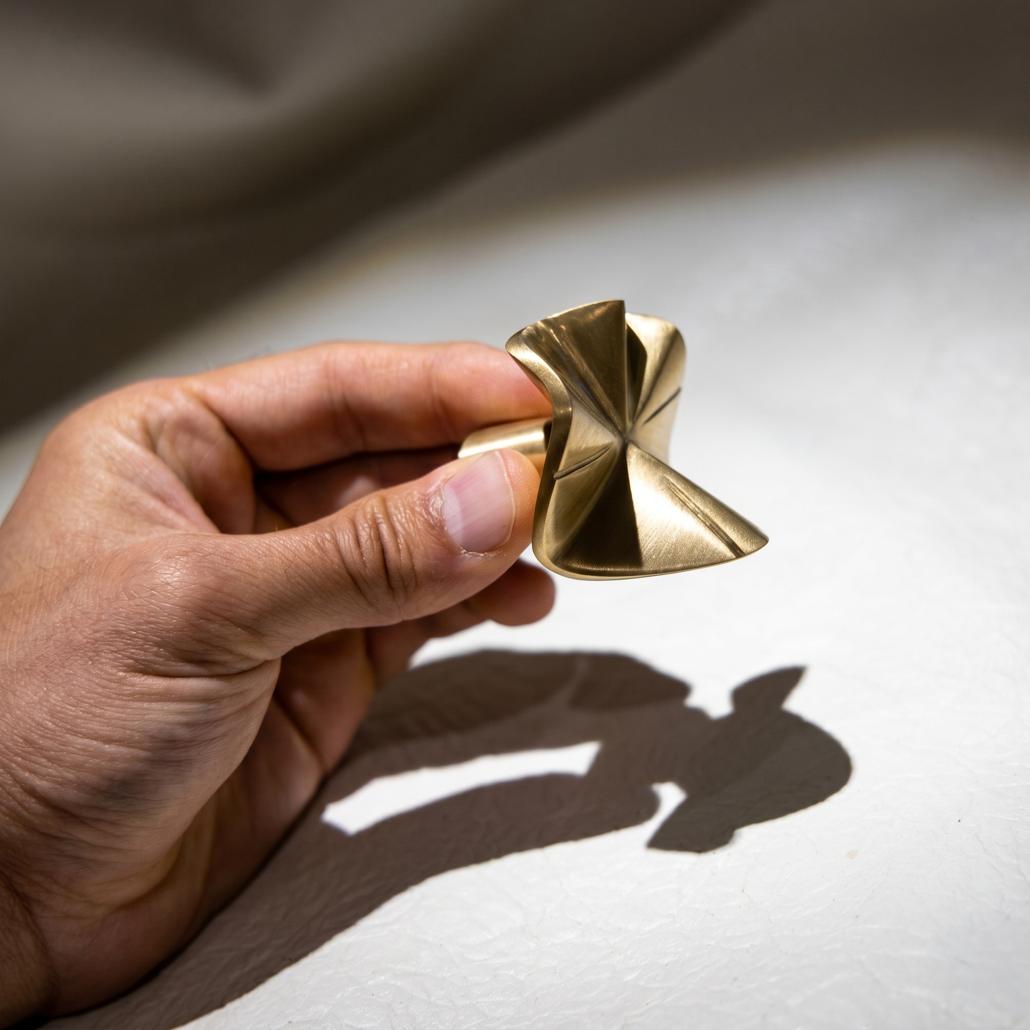 Wave Organic Brass Cabinet Knob