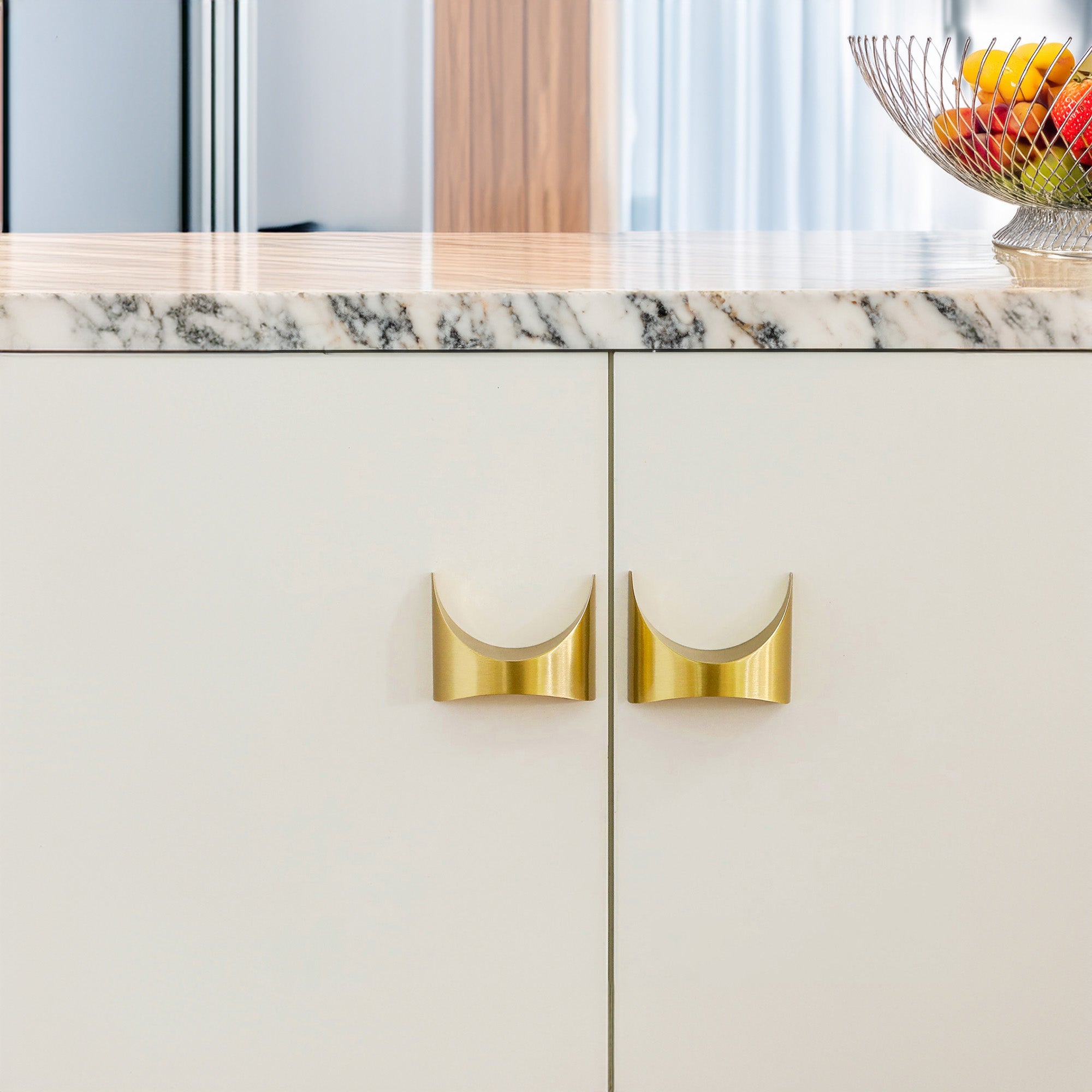 Brass Brasilia Style Mid Century Modern Drawer and Cabinet Pull