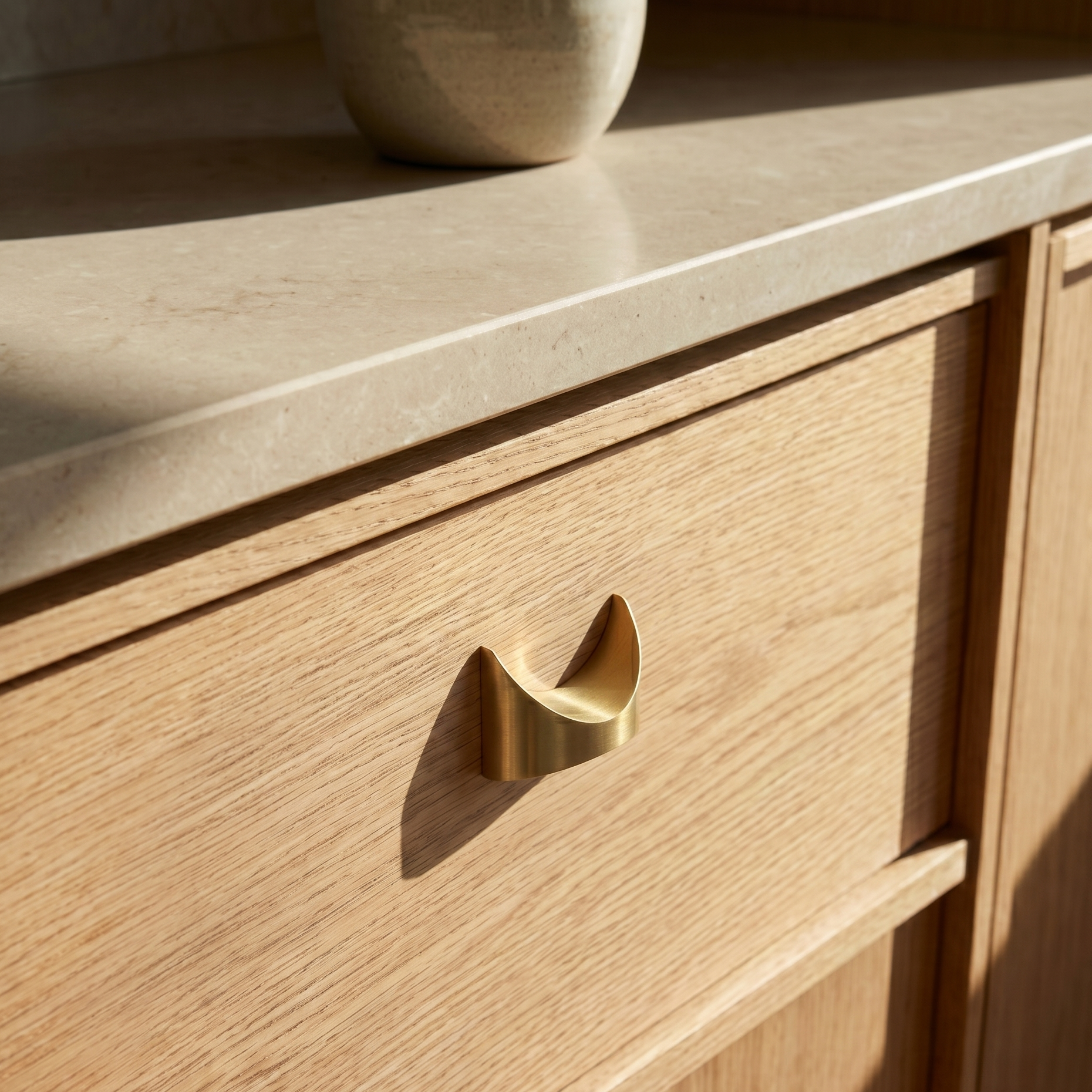 Brass Brasilia Mid Century Modern Drawer and Cabinet Pull