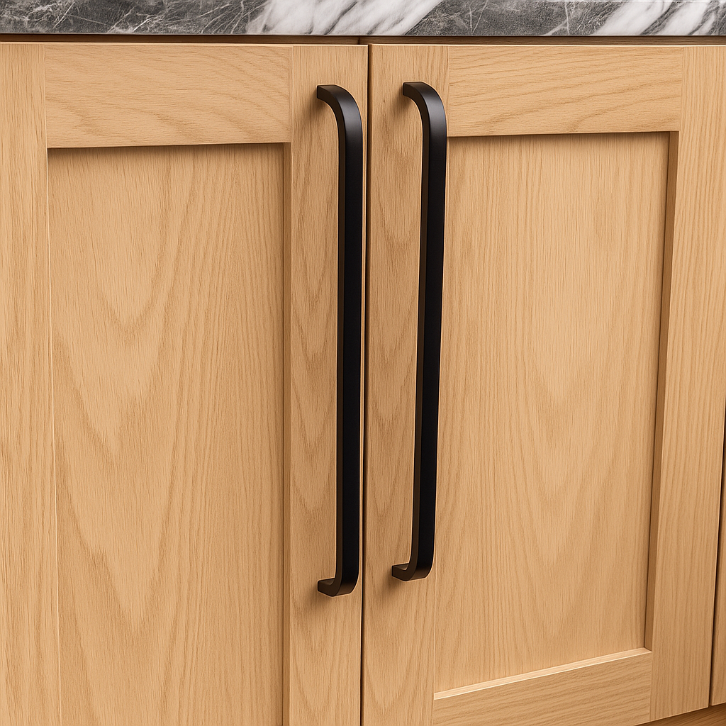 Matte Black Brass Cabinet Pulls - Mid Century Inspired