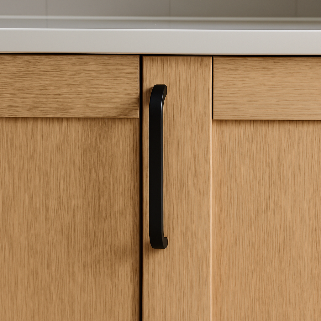 Matte Black Brass Cabinet Pulls - Mid Century Inspired