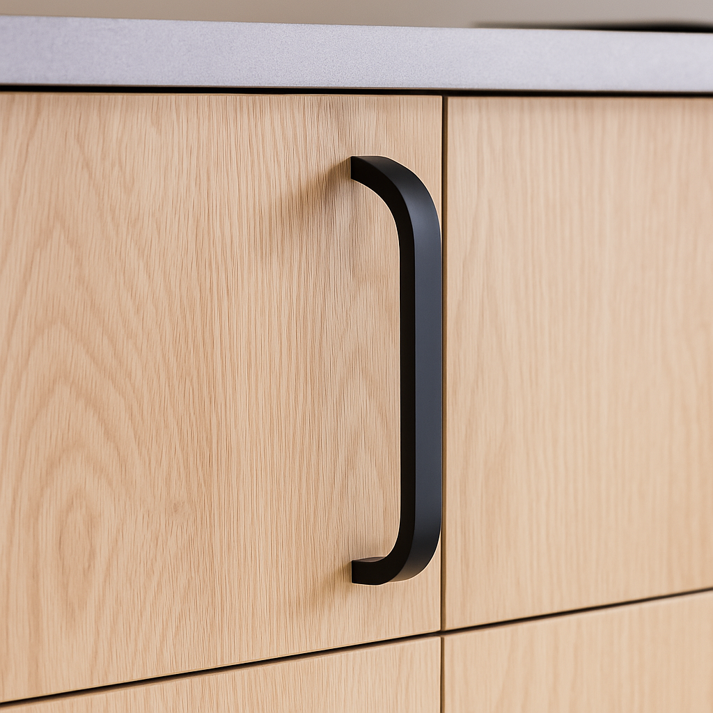 Matte Black Brass Cabinet Pulls - Mid Century Inspired