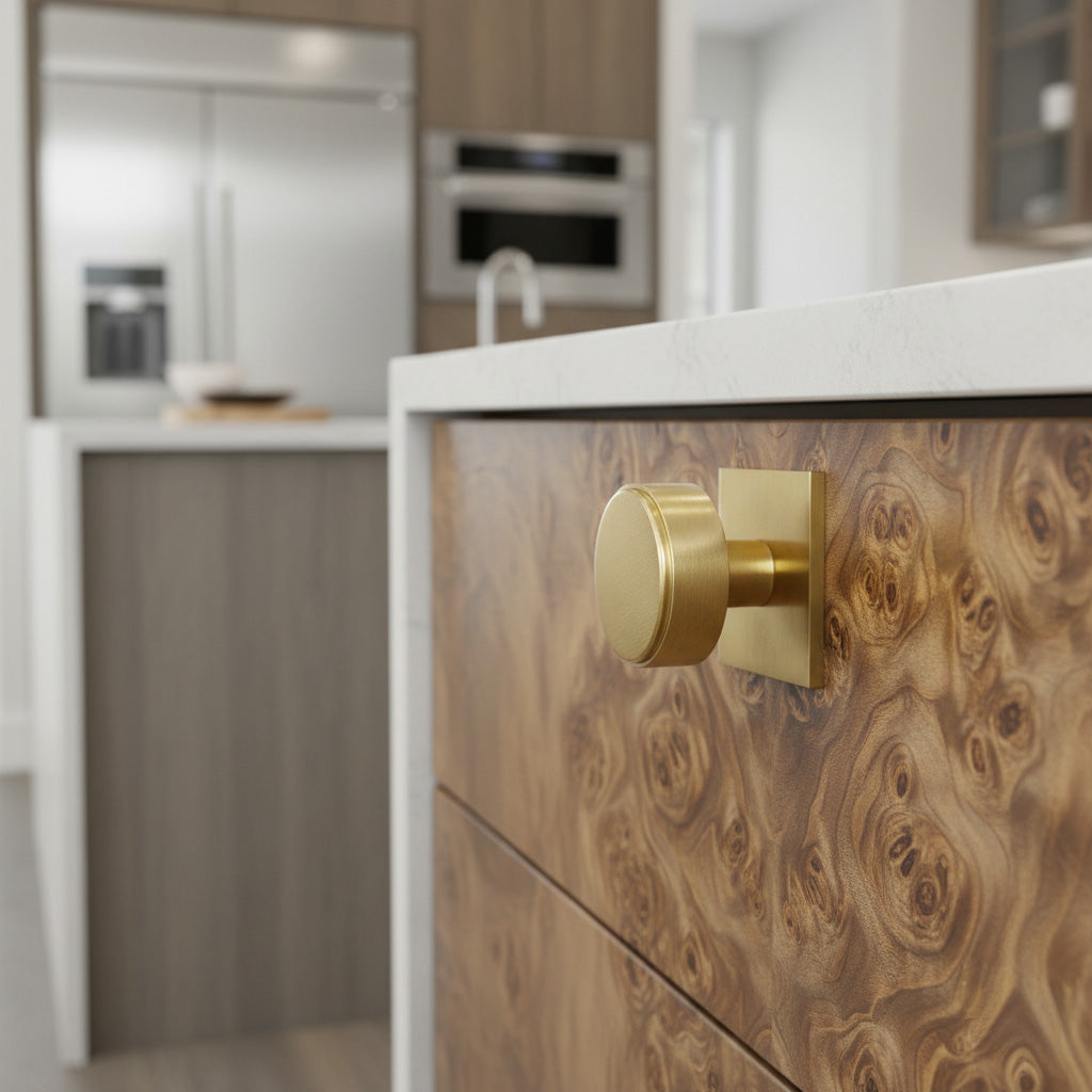 Camden Mid-Century Brass Cabinet Knob with Backplate