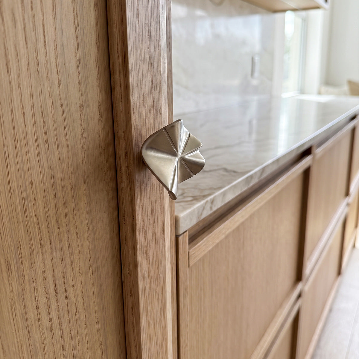 Wave Organic Brass Cabinet Knob - Satin Nickel