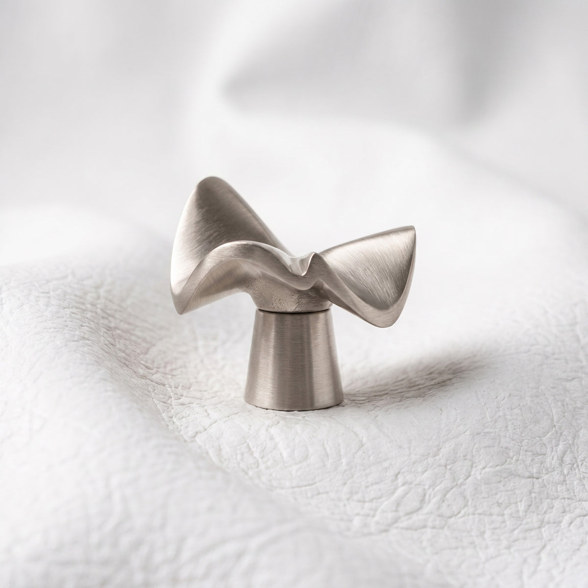 Wave Organic Brass Cabinet Knob - Satin Nickel