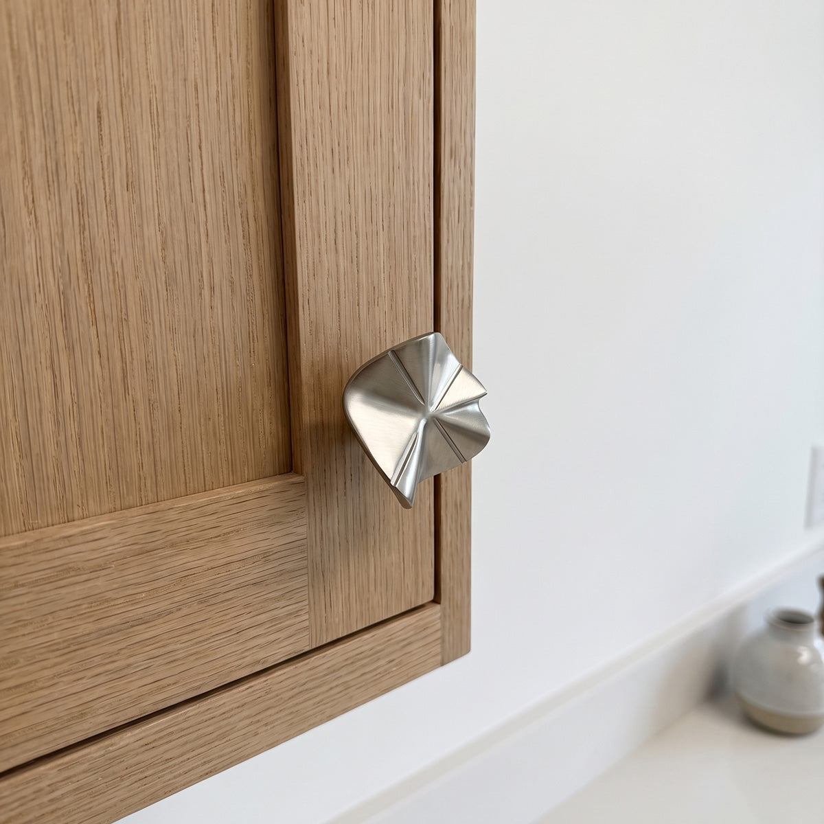 Wave Organic Brass Cabinet Knob - Satin Nickel