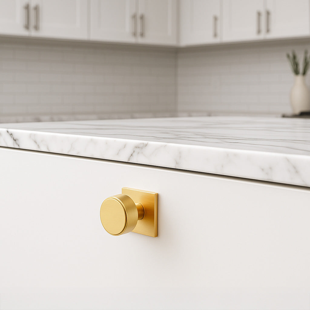 Camden Mid-Century Brass Cabinet Knob with Backplate