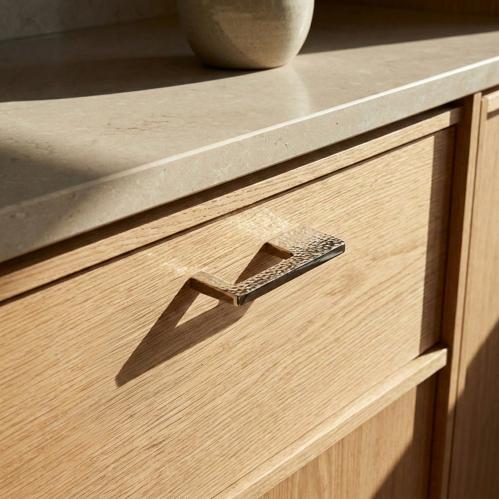 Axis Modern Cabinet Pull - Hammered Polished Nickel