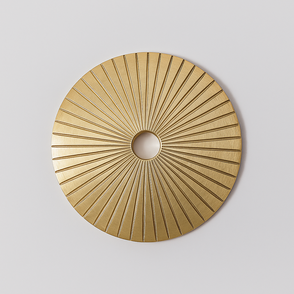 Sunburst Round Brass Knob Backplate 1.9" Modern Design