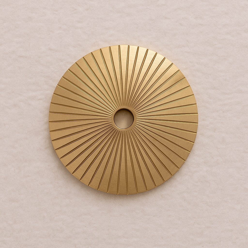 Sunburst Round Brass Knob Backplate 1.9" Modern Design