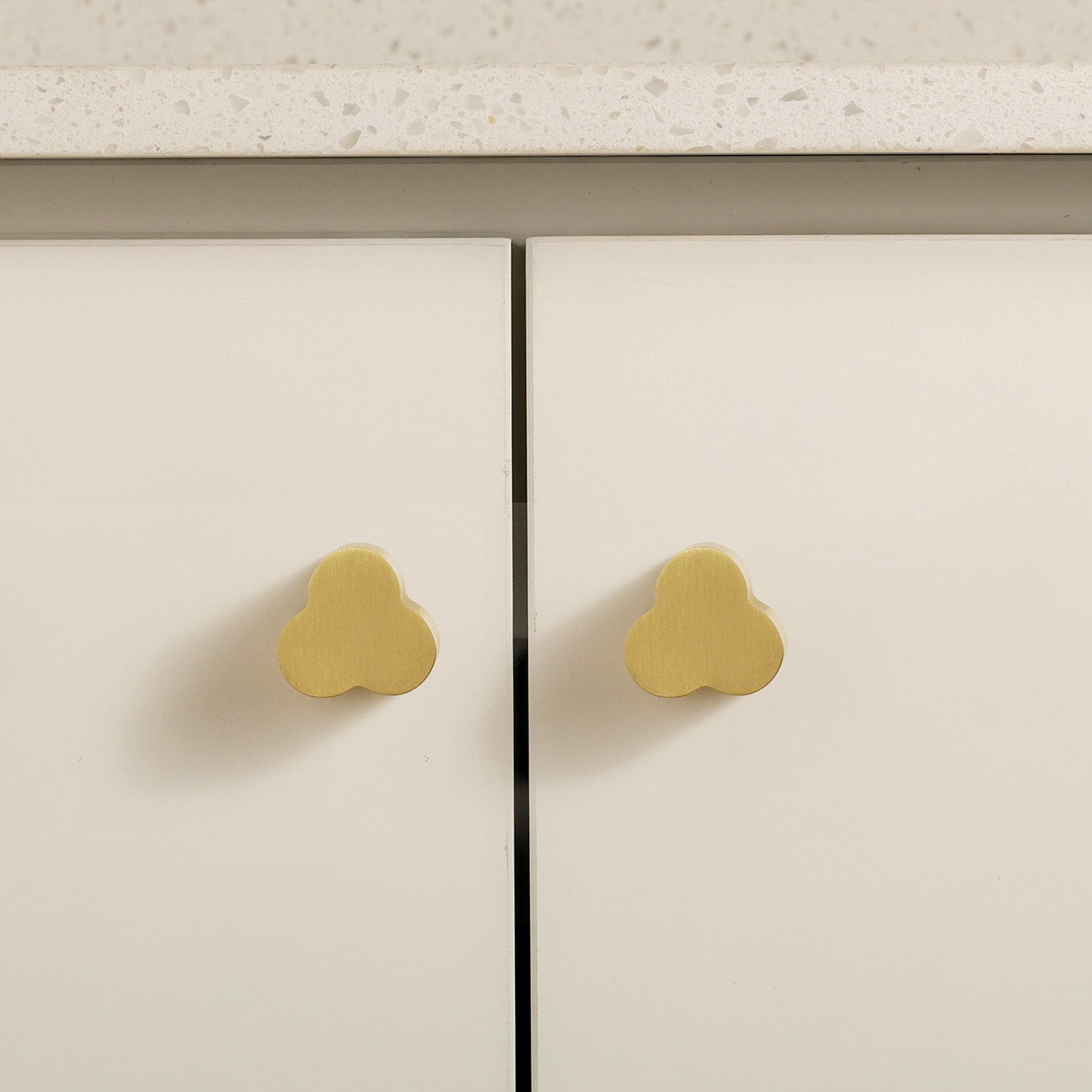 Triple Clover Modern Brass Cabinet Knob
