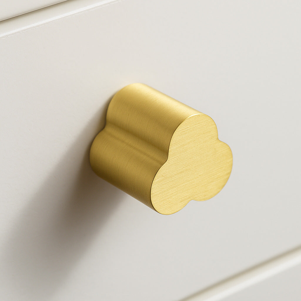 Triple Clover Modern Brass Cabinet Knob