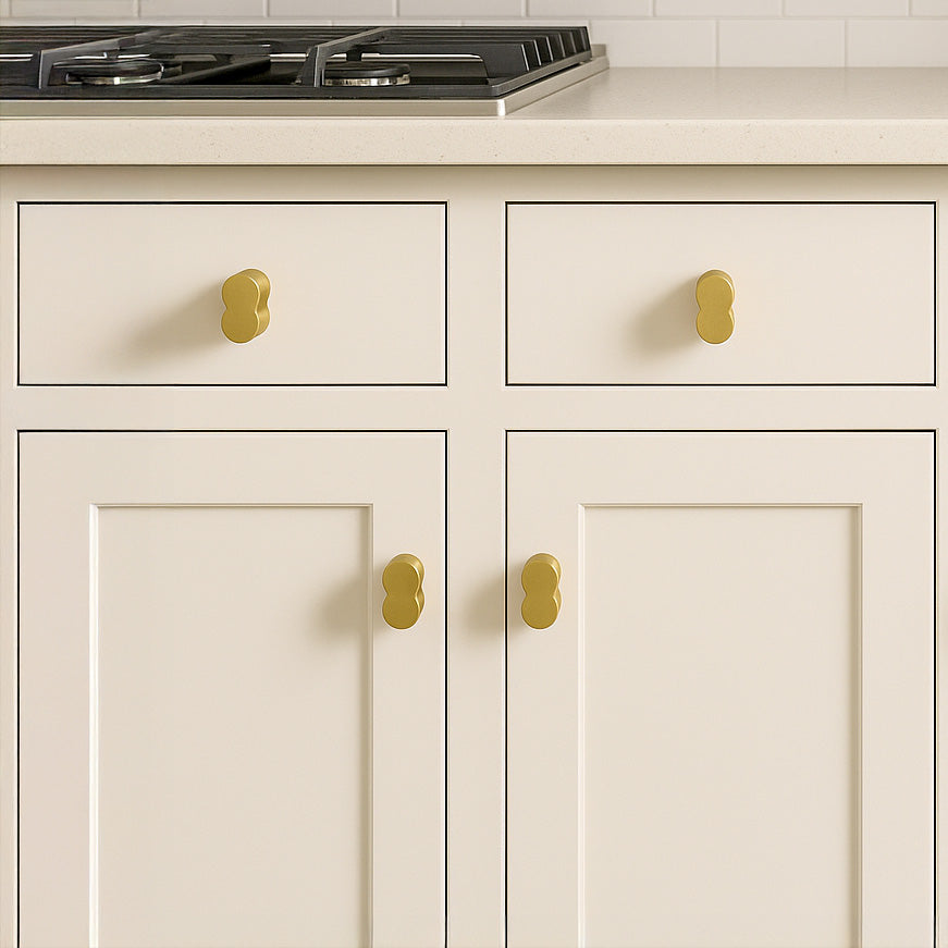 Twin Clover Modern Brass Cabinet Knob