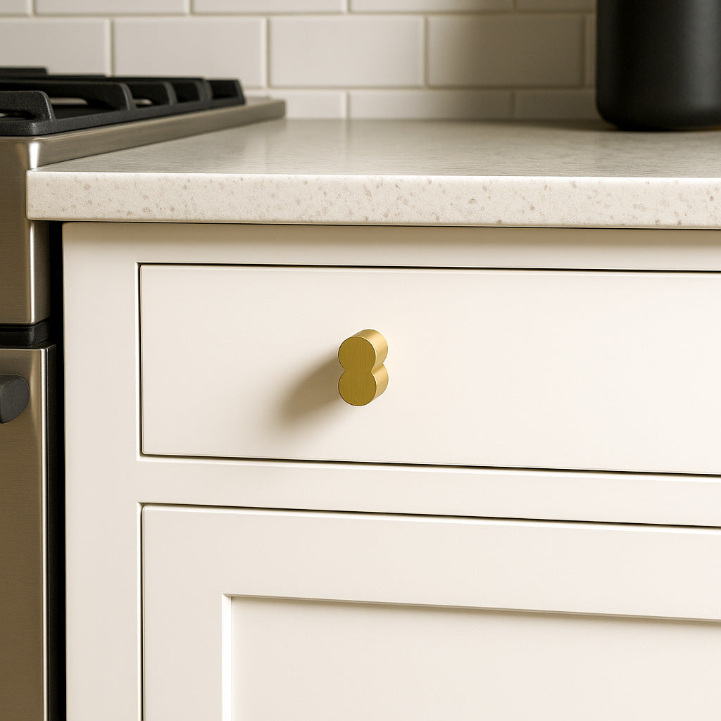 Twin Clover Modern Brass Cabinet Knob