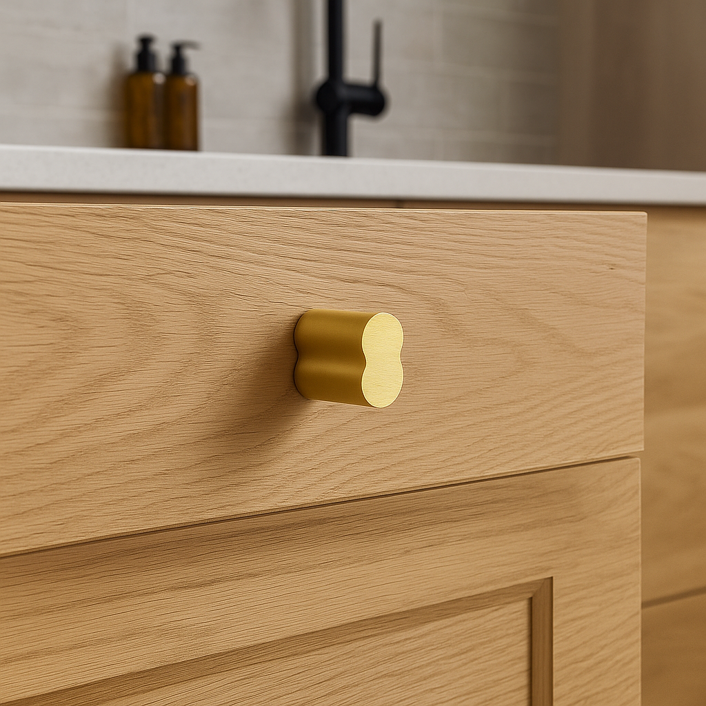 Twin Clover Modern Brass Cabinet Knob