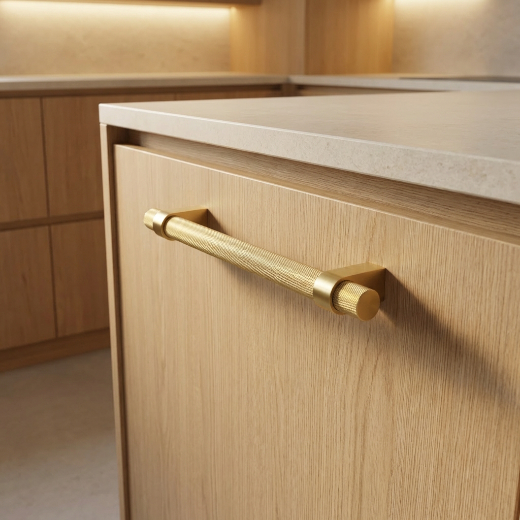 Vanderbilt Brass Appliance Pull Knurled for Integrated Panel Ready Appliances