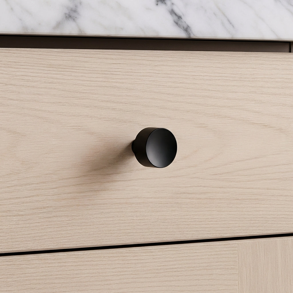 Concave Black Brass Cabinet Knob - Modern