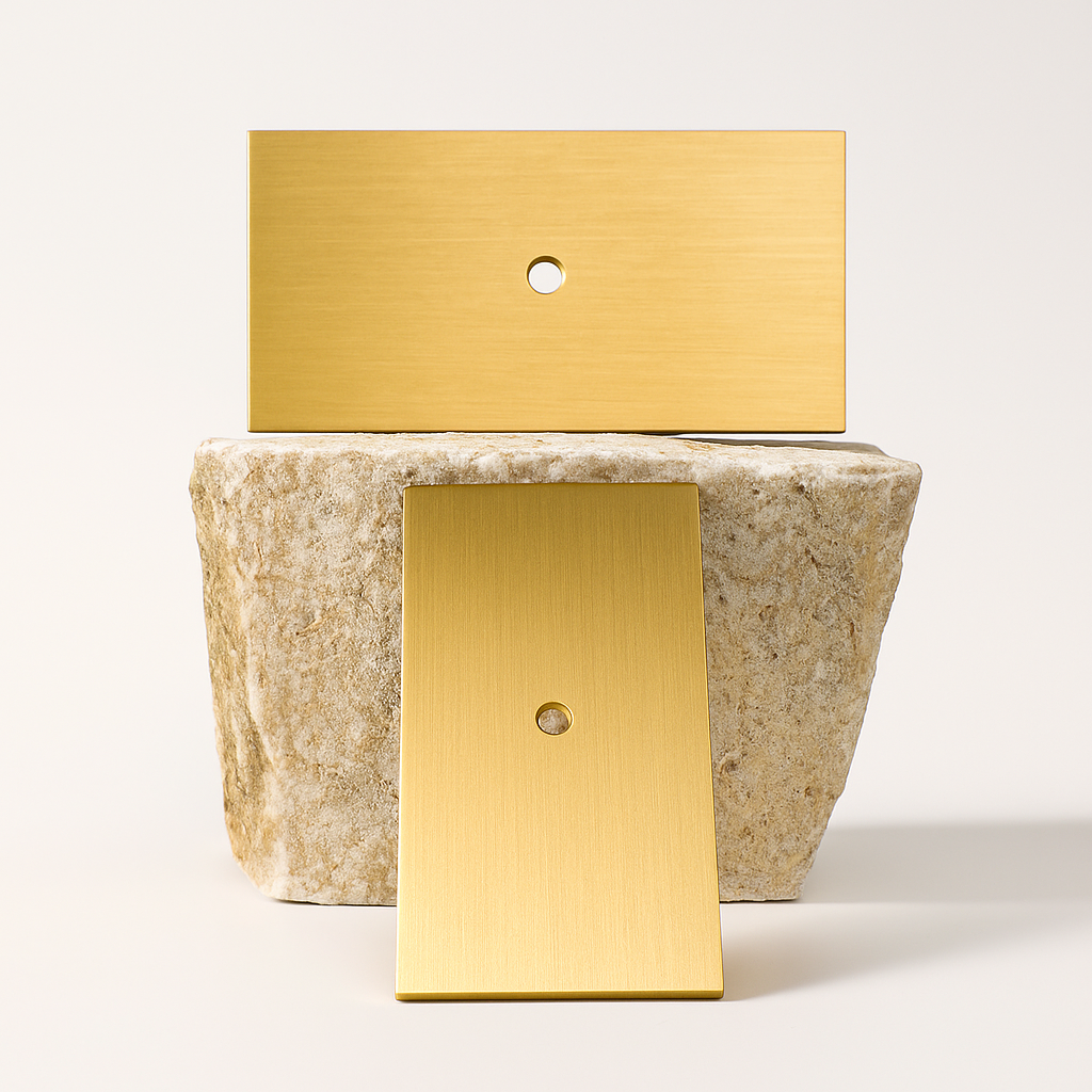 3" x 1.5" Brushed Brass Knob Backplate - Modern